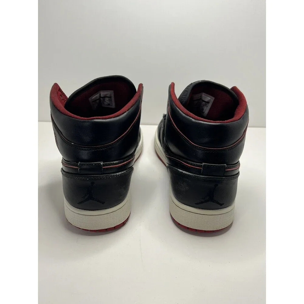 Jordan 1 Mid Black/Black-White-Gym Red Size 12 US  (554725 028)
